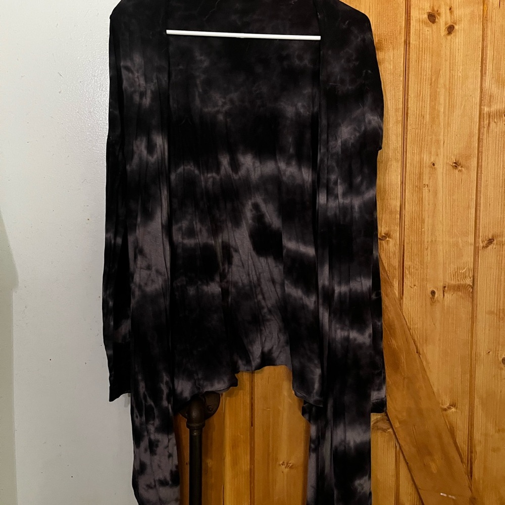 Allen Allen Black Tie-Dye Cardigan